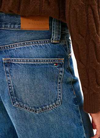 Tommy Hilfiger Yüksek Bel Düz Paça Geniş Fit Mavi Kadın Denim Pantolon WW0WW467311A5