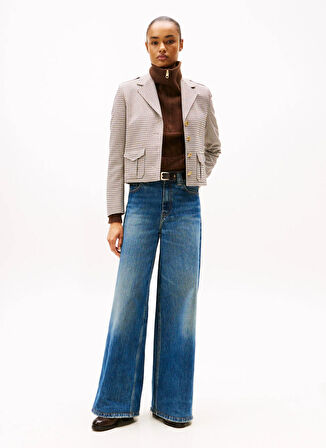 Tommy Hilfiger Yüksek Bel Düz Paça Geniş Fit Mavi Kadın Denim Pantolon WW0WW467311A5