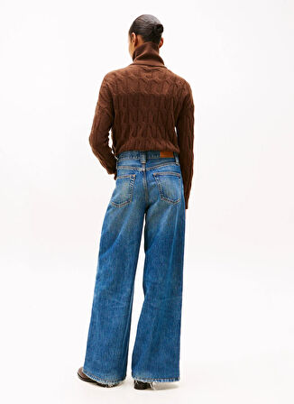 Tommy Hilfiger Yüksek Bel Düz Paça Geniş Fit Mavi Kadın Denim Pantolon WW0WW467311A5