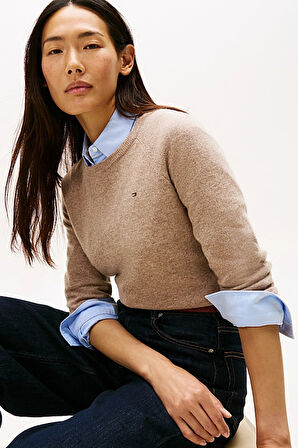 Kadın Wool Cash Regular Fit Reglan Kol Kaşmir Karışımlı Kazak - Bej | M