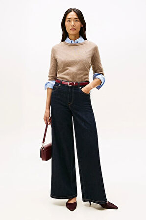 Kadın Wool Cash Regular Fit Reglan Kol Kaşmir Karışımlı Kazak - Bej | L