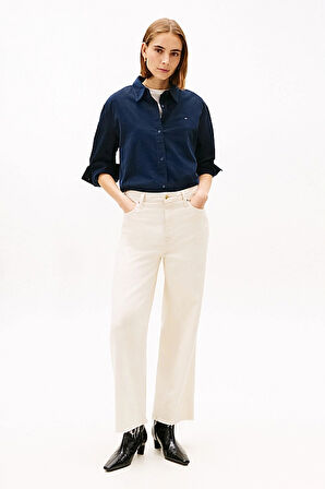 Kadın Corduroy Relaxed Fit Fitilli Kadife Gömlek - Lacivert | 36