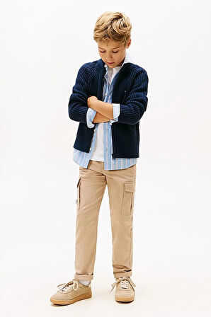 Erkek Çocuk Regular Kalıp Selanik Örgü Fermuarlı Hırka - Lacivert | 10 Yaş