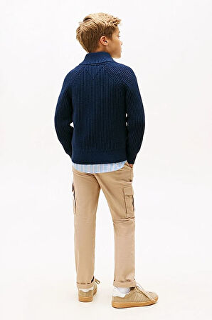 Erkek Çocuk Regular Kalıp Selanik Örgü Fermuarlı Hırka - Lacivert | 10 Yaş