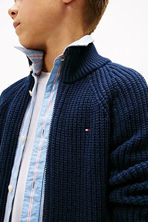 Erkek Çocuk Regular Kalıp Selanik Örgü Fermuarlı Hırka - Lacivert | 12 Yaş