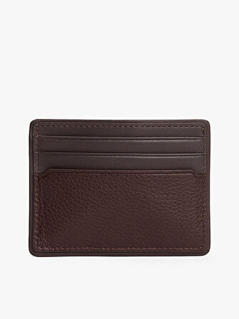 TOMMY HILFIGER Erkek Marka Logolu Pürüzsüz Yüzeyli Birden Fazla Kart Yuvalı Kahverengi Kartlık AM0AM13738 GB6