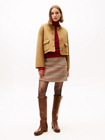 DF WOOL BLEND REG LADY JACKET Kadın Kahverengi Mont - WW0WW47446