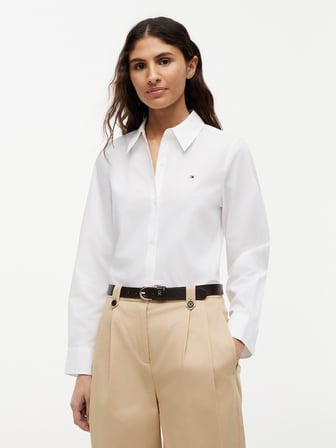 ESS POPLIN REGULAR SHIRT Kadın Beyaz Gömlek - WW0WW47169