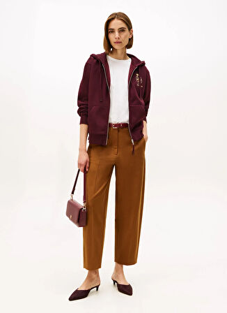 Tommy Hilfiger Kapüşon Yaka Baskılı Kırmızı Kadın Sweatshırt WW0WW46126XIH