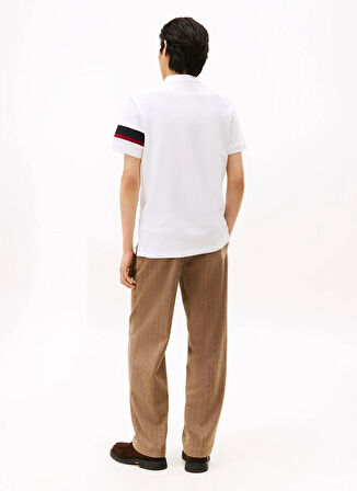 Tommy Hilfiger Beyaz Erkek Polo T-Shirt MW0MW41354YBR_RWB SLEEVE TAPE REG P