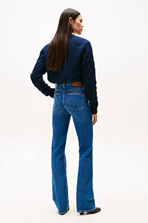 Kadın Bootcut Fit Yüksek Bel Düğmeli Yama Cepli Jean Pantolon - Mavi | 27/30