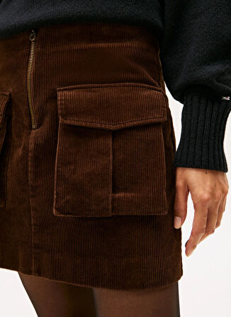 Tommy Hilfiger Yüksek Bel Kahve Kadın Düz Kısa Etek WW0WW46649GV0