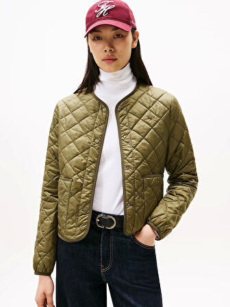 Tommy Hilfiger Hafif Dolgulu Normal Kesim Kapitone Kadın Yeşil Ceket WW0WW47290MSH