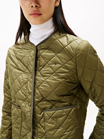 Tommy Hilfiger Hafif Dolgulu Normal Kesim Kapitone Kadın Yeşil Ceket WW0WW47290MSH