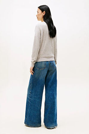 Kadın Wool Cash Regular Fit Reglan Kol Kaşmir Karışımlı Kazak - Gri Melanj | XS