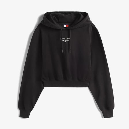 Tommy Hilfiger Essential Logo Erkek Siyah Sweatshirt