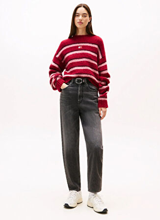 Tommy Jeans Yüksek Bel Düz Paça Tapered Fit Siyah Kadın Denim Pantolon DW0DW218121BZ