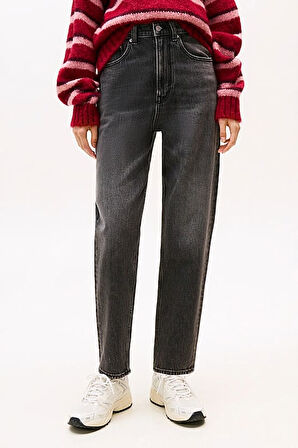 Kadın Mom Fit Yüksek Bel Daralan Paça Jean Pantolon - Siyah | 28/30