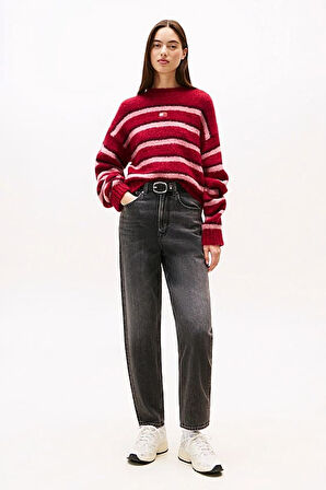 Kadın Mom Fit Yüksek Bel Daralan Paça Jean Pantolon - Siyah | 28/30