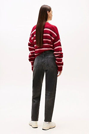 Kadın Mom Fit Yüksek Bel Daralan Paça Jean Pantolon - Siyah | 28/30