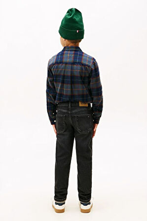 Erkek Çocuk Düz Paça Eskitme Görünümlü Jean Pantolon - Siyah | 8 Yaş