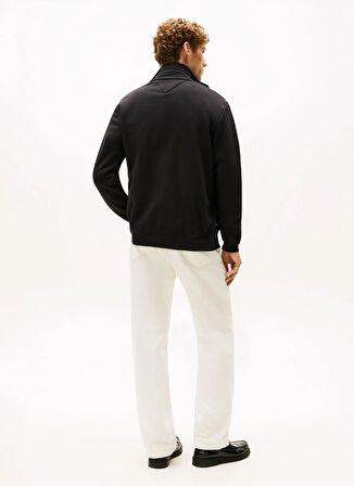 Tommy Hilfiger Dik Yaka Siyah Erkek Sweatshırt MW0MW40481BDS_GLOBAL STRIPE ZIP THR