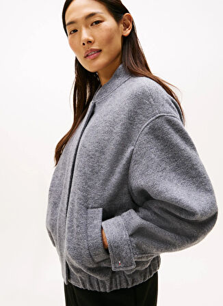 Tommy Hilfiger Standart Gri Kadın Ceket WW0WW45724P03