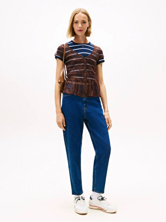 Tommy Hilfiger Mom Ultra Yüksek Bel Bileğe Doğru Daralan Kadın Mavi Jeans DW0DW219541BK