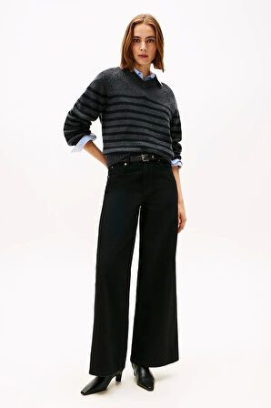 Tommy Hilfiger Siyah Denim 70'ler Stili Geniş Paça Yüksek Bel Kadın Jeans WW0WW482541BY