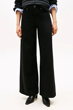 Tommy Hilfiger Siyah Denim 70'ler Stili Geniş Paça Yüksek Bel Kadın Jeans WW0WW482541BY