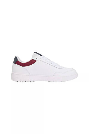 Erkek Renkli Panelli Deri Basketbol Stili Sneaker - Beyaz | 44