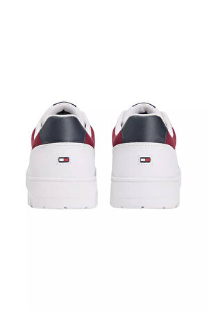 Erkek Renkli Panelli Deri Basketbol Stili Sneaker - Beyaz | 44