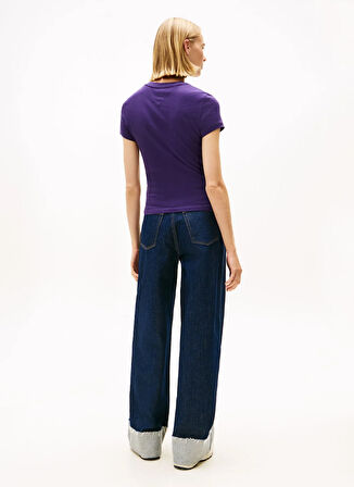 Tommy Jeans Yuvarlak Yaka Baskılı Mor Kadın T-Shirt DW0DW21550VLY