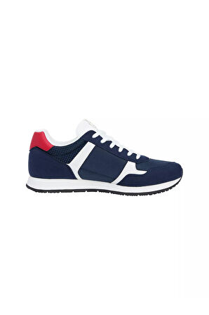 Erkek Süet ve File Detaylı Runner Sneaker - Lacivert | 44