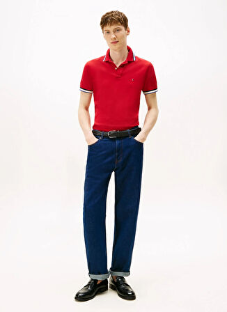 Tommy Hilfiger Kırmızı Erkek Polo T-Shirt MW0MW40308XLD_CUFF INTEREST SLIM FI