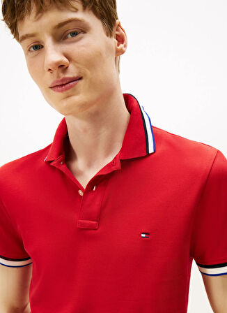 Tommy Hilfiger Kırmızı Erkek Polo T-Shirt MW0MW40308XLD_CUFF INTEREST SLIM FI