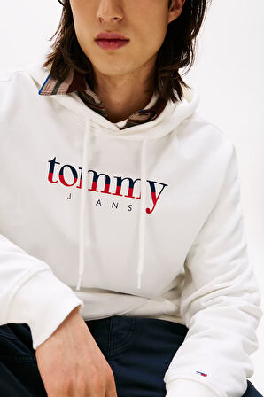 Erkek Logo Baskılı Kapüşonlu Sweatshirt – Ekru | XS