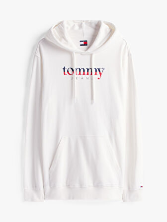 TOMMY HILFIGER Erkek Marka Logolu Kapüşonlu Şık Görünüşlü Beyaz1 Sweatshirt DM0DM22113 YBL