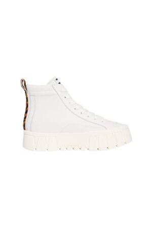 Kadın Leopar Detaylı Platform Tabanlı Bilekli Sneaker - Ekru | 40