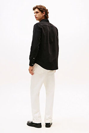 Erkek Regular Fit Düğmeli Yaka Kadife Gömlek - Siyah | S