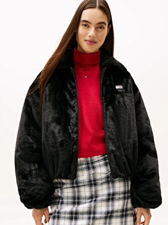Tommy Hilfiger TJW Suni Kürk Kadın Siyah Ceket DW0DW21669BDS