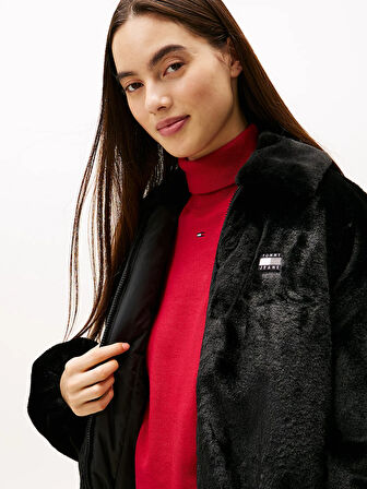 Tommy Hilfiger TJW Suni Kürk Kadın Siyah Ceket DW0DW21669BDS