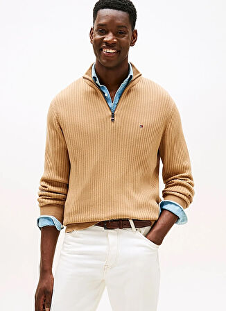 Tommy Hilfiger Bisiklet Yaka Normal Kahve Erkek Kazak MW0MW40448GV7_PIMA CTN CASH STRUCTU