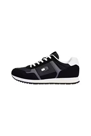 Erkek Kumaş Kombinli Koşu Stili Sneaker - Siyah | 43