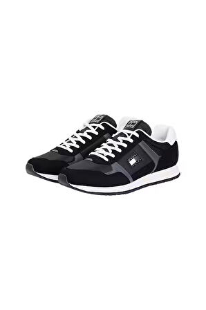 Erkek Kumaş Kombinli Koşu Stili Sneaker - Siyah | 44