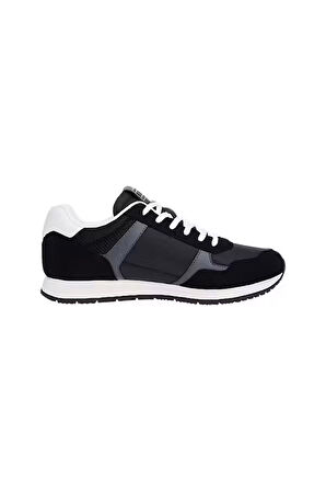 Erkek Kumaş Kombinli Koşu Stili Sneaker - Siyah | 44