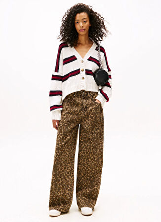 Tommy Jeans Yüksek Bel Geniş Paça Loose Fit Kahve Kadın Denim Pantolon DW0DW218331CE