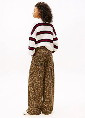 Tommy Jeans Yüksek Bel Geniş Paça Loose Fit Kahve Kadın Denim Pantolon DW0DW218331CE