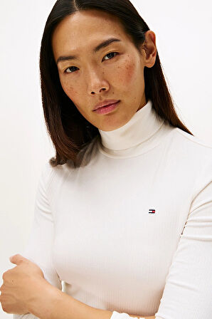 Kadın Dar Kesim Fitilli Balıkçı Yaka Bluz - Krem | XS