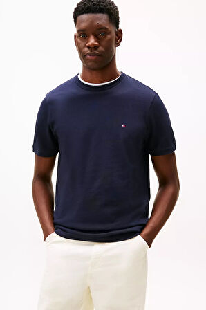 Erkek Regular Fit Pike Kumaş Bisiklet Yaka T-Shirt - Lacivert | XS